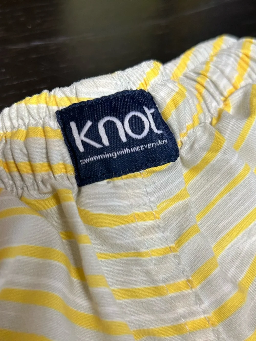 Knot Kids Yellow & Grey & White Striped Swim Trunks 12 months